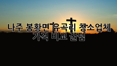나주 봉황면 유곡리 청소업체🧹 가격 비교 꿀팁🍯